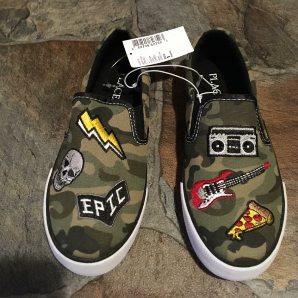 Boys Camo Slip On Shoes (Children's Place) Size 1